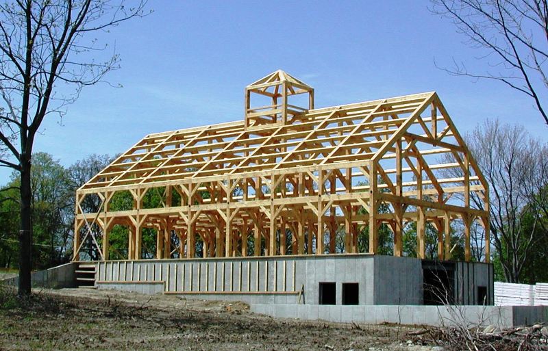 Finished Timber Frame for a Barn in Mass