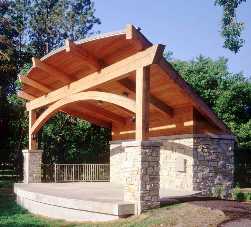 Timber Amphitheater with Arched Beam