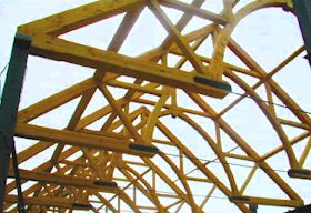 Metal Tie Rod Connected Timber Trusses