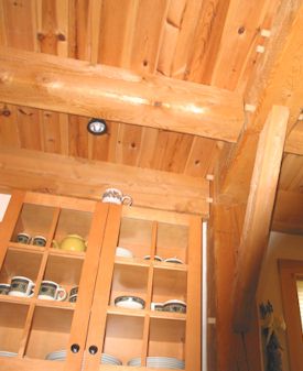 Corner Detail of Living Room Showing Floor Decking from Second Floor
