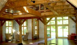 Hand Hewn Timbers in Living Room