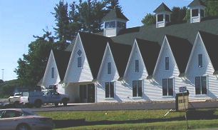 Exterior View of Barn Style Timber Frame Building