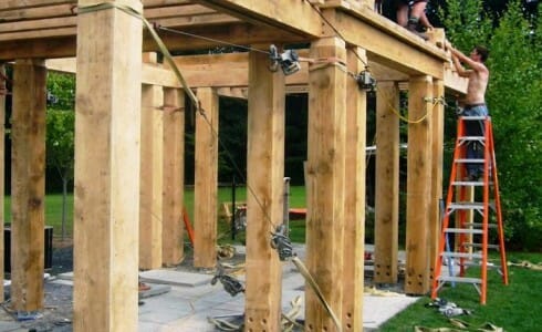 McCarthy Pergola Traditional Joinery Douglas Fir Frame Pergola Style Pool House During Construction - McCarthy Pergola Traditional Joinery Douglas Fir Frame