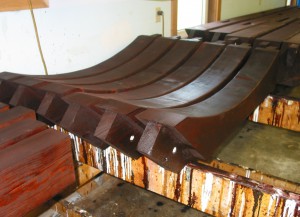 Dark Wood Stain on Curved Braces