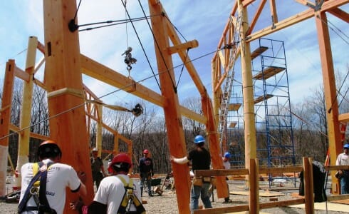 Large Bent Being Positioned into Place