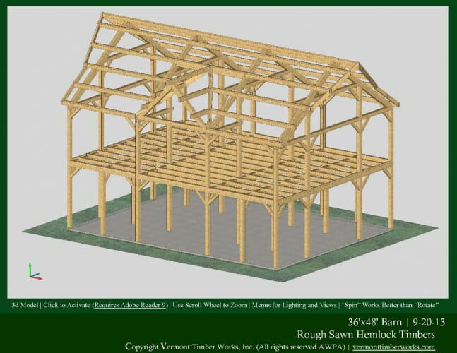 Timber Frame Homes and Barns in 3d pdfs
