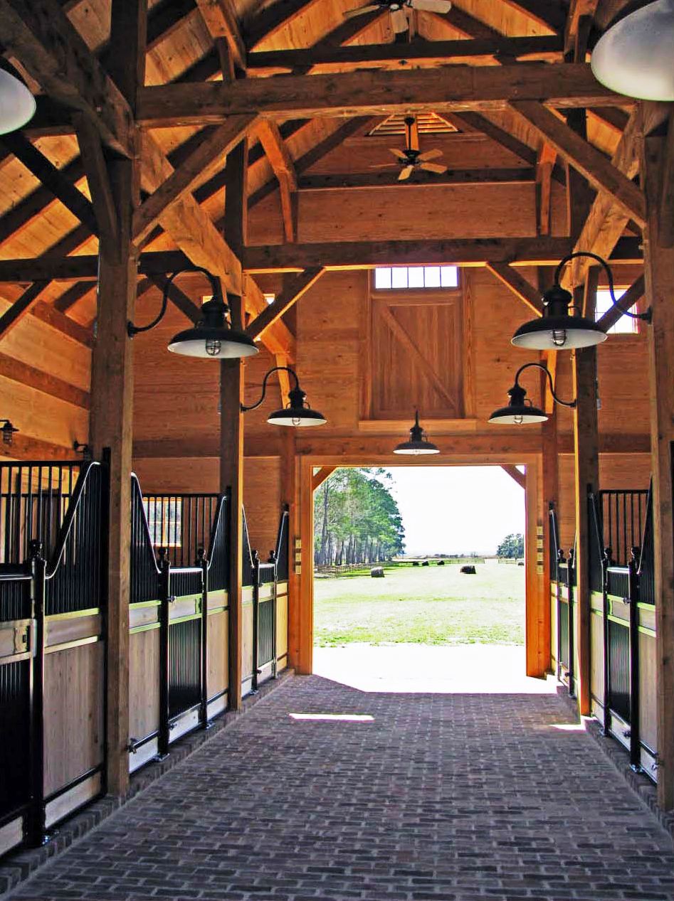 Timber Frame Horse Barn Aisle