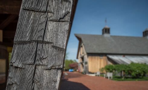 Hand Hewn Oak Picnic Shelter at the Southern Vermont Welcome Center