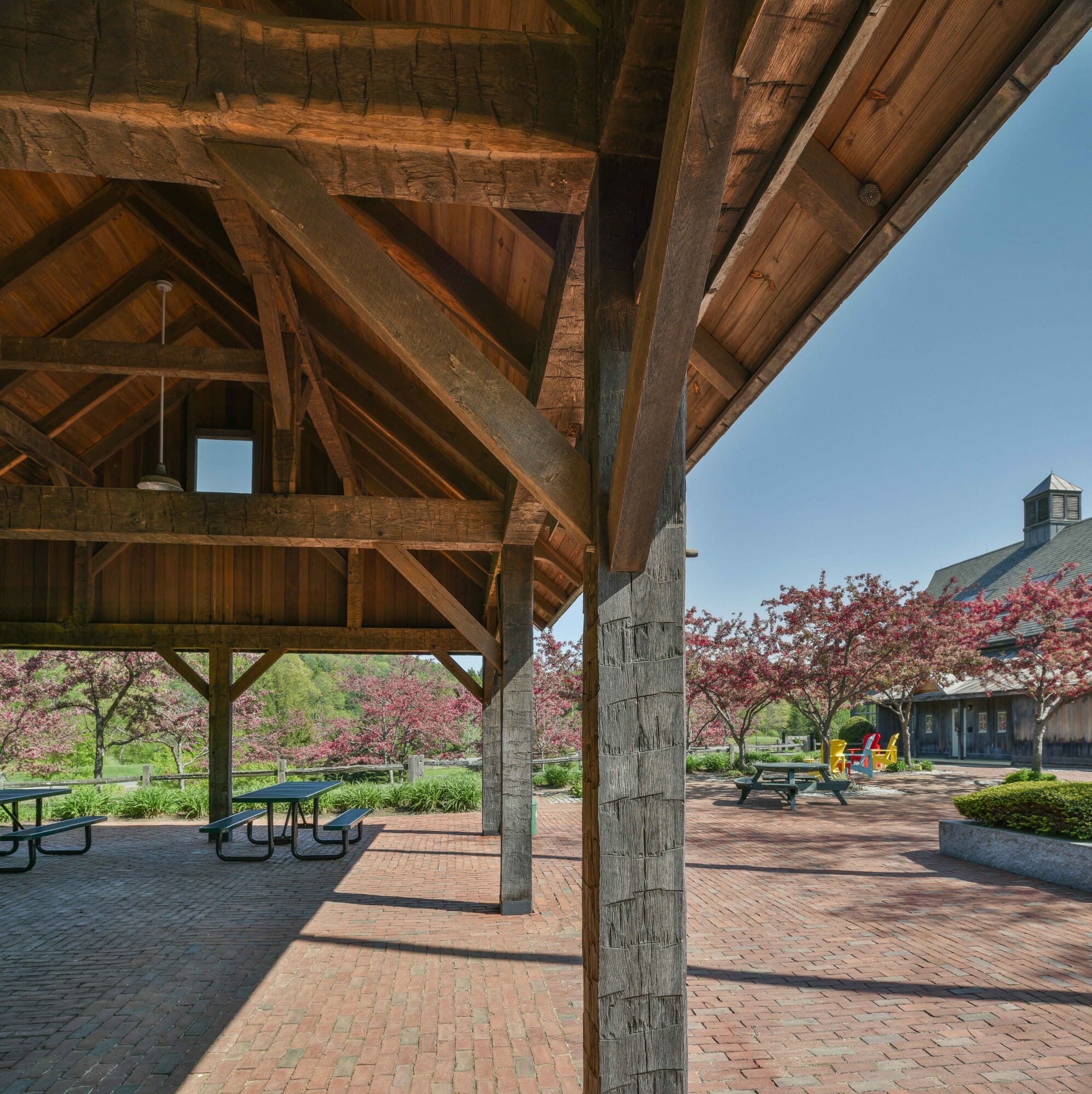 Hand Hewn, Weathered Oak Outdoor Picnic Shelter