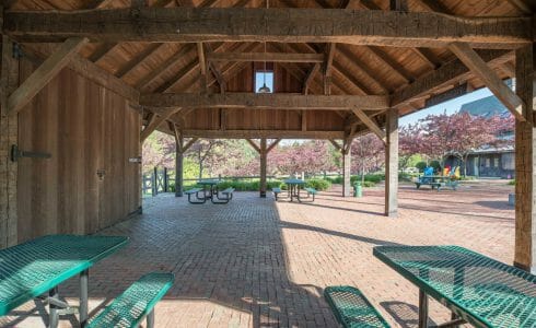 Hand Hewn Oak Picnic Shelter at the Southern Vermont Welcome Center