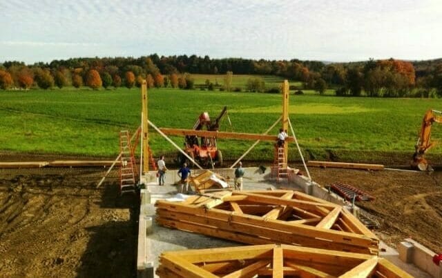 Timber Frame During the Assembly Process