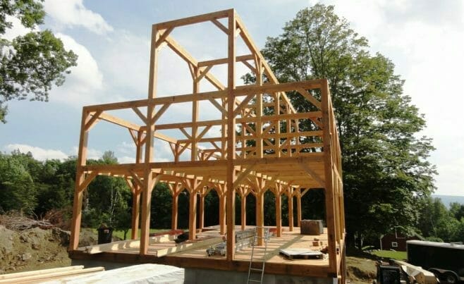 Nearly Completed Timber Frame Barn in a Beautiful New England Location