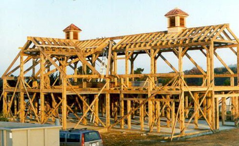 Timber Frame Horse Barn Being Built on Martha's Vineyard