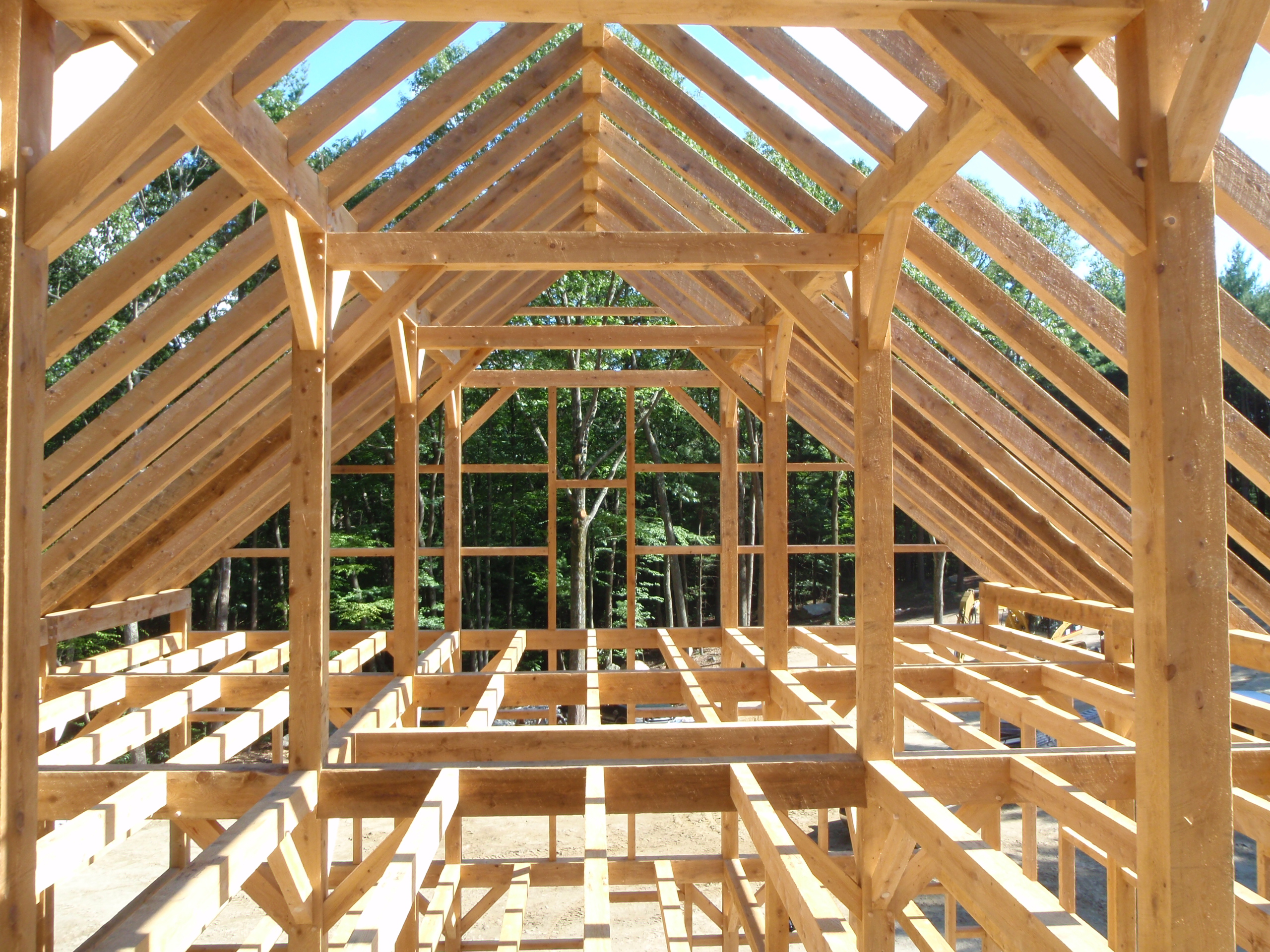 Post and Beam Construction Building with Wood
