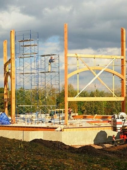 Timber Posts with Glulam Arches