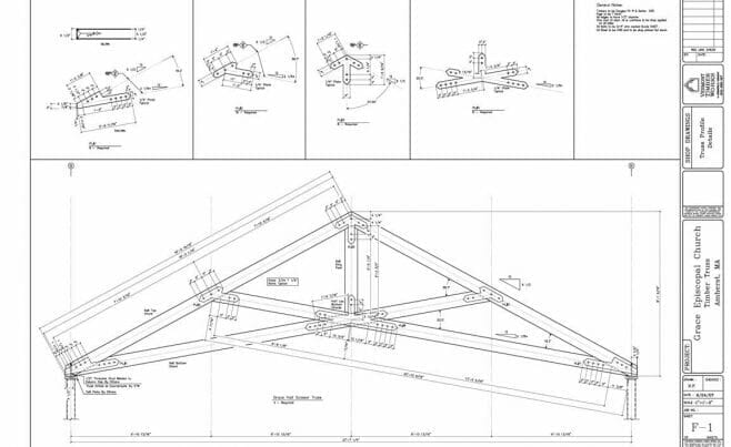 Shop Drawings of Timber Scissor Truss