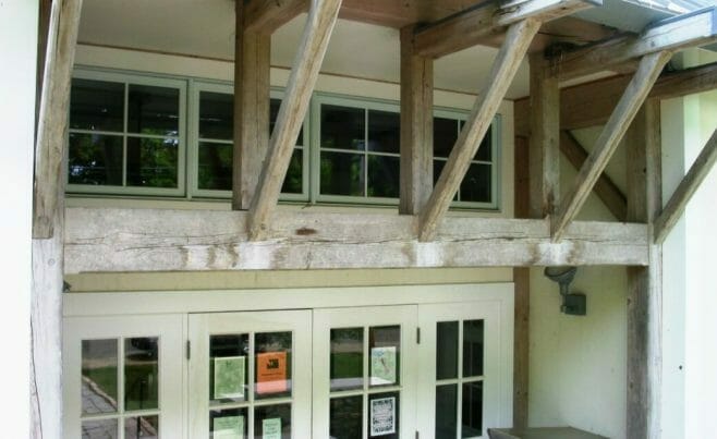 Post & Beam Braces at Library Entry
