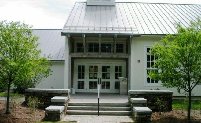 Timber Brackets on Library Entry