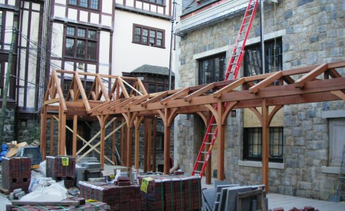 Timber Frame Walkway Under Construction