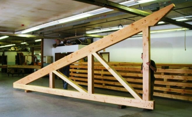 Timber Truss in the Vermont Timber Works Shop