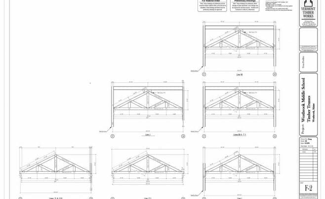 Shop Drawings of Multiple King Post Trusses for Westbrook Middle School