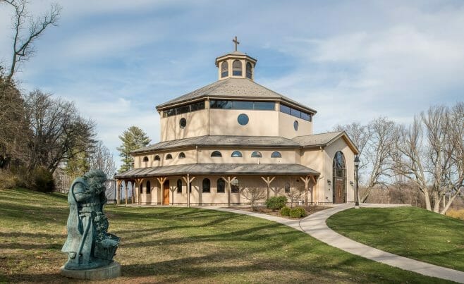 Exterior of Chapel for Holy apostles Church with an Octagon Timber Frame