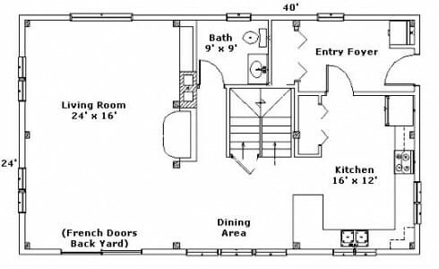 First Floor Plan for Post & Beam Home