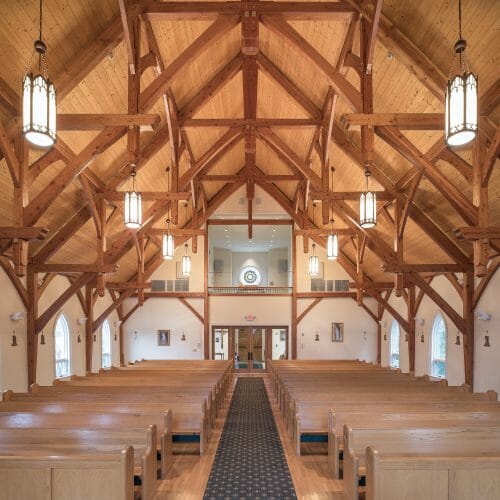 Timber Frame Hammer Beam Trusses in Saint Patrick's Church