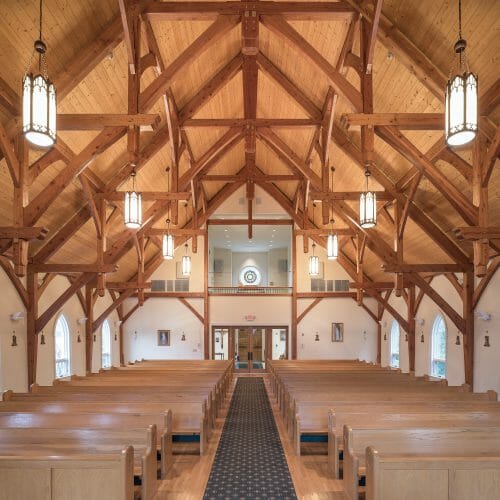 Timber Frame Hammer Beam Trusses in Saint Patrick's Church