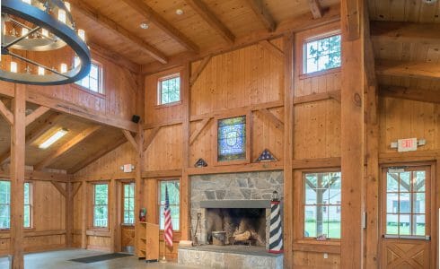 Interior of Deer Lake Dining Hall with Fireplace