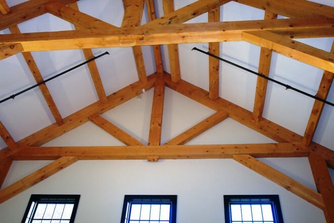 Vermont Timber Works king post truss brigham hill barn