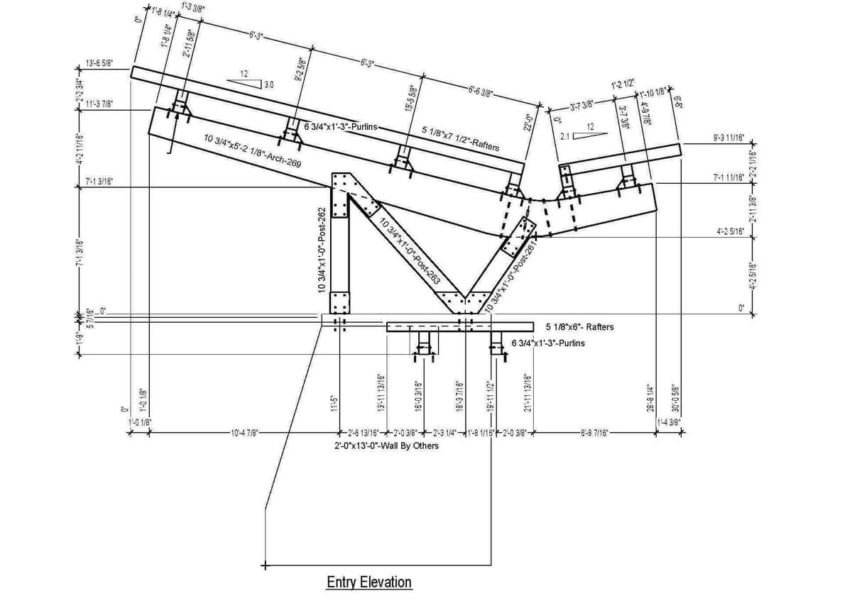 Ski Lodge Entry Elevation Shop Drawing