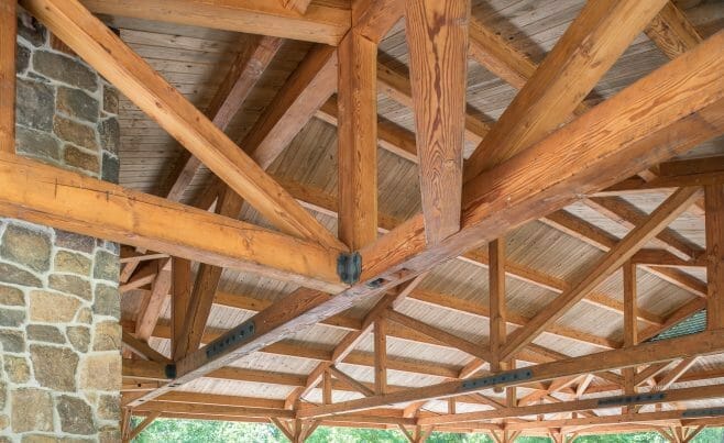 Park Picnic Pavilion with Timber Trusses and Steel at Cadwalader Park in NJ