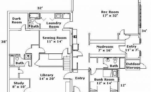 First Floor Plan of Ski Home