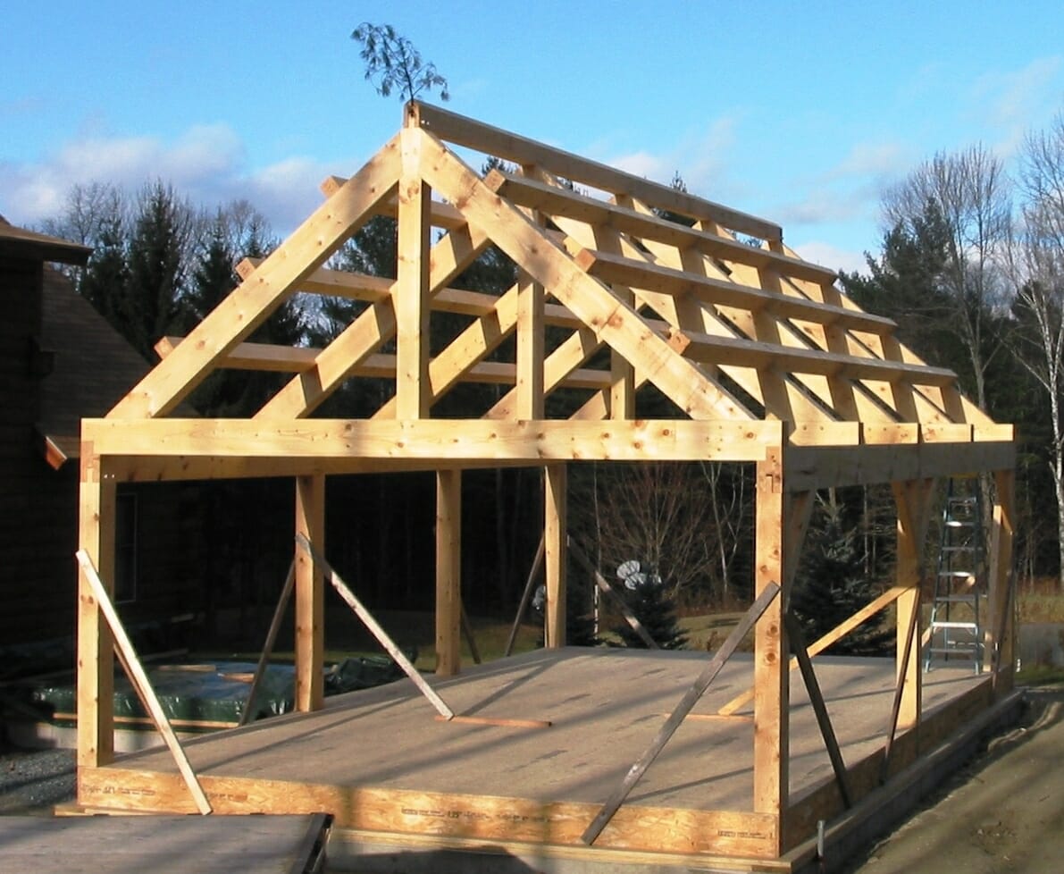 Custom Timber Frame Home with Exposed White Pine Beams