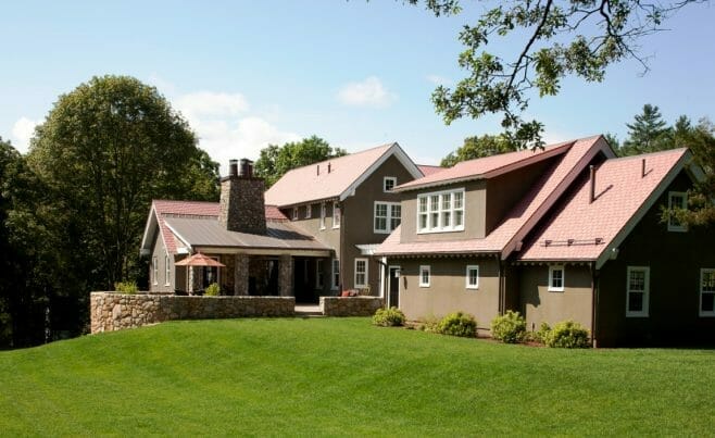 Exterior View of a Beautiful Timber Frame Home