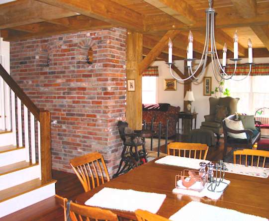 Dining Room with Exposed Beams