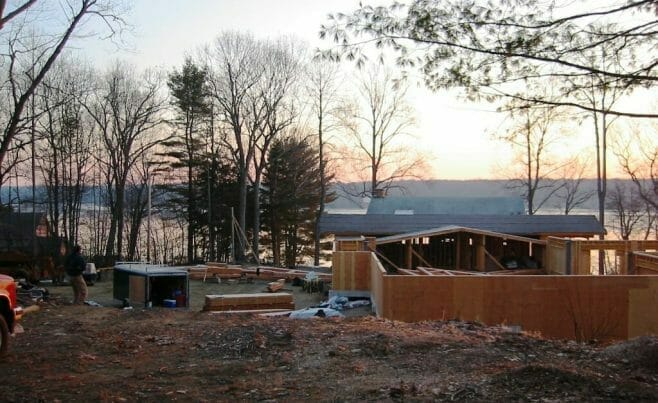 Timber Pool House and Lake View