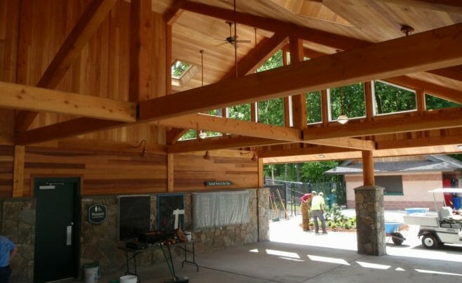 Park Interior with Timber Beams