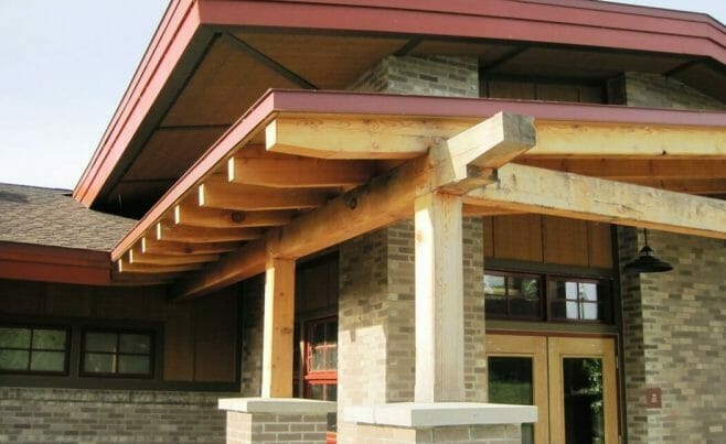 Entrance to Building at Lake Taghkanic with Timber Beams