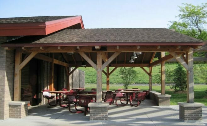 Timber Post Outdoor Dining Area at  Lake Taghkanic