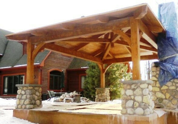 Rosenburg Pool Pavilion | Custom Post & Beam Pool Pergola