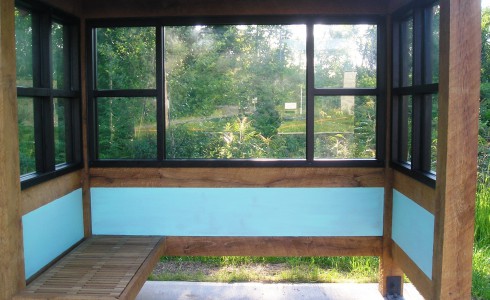 Timber Bus Shelter with Steel Frame Windows