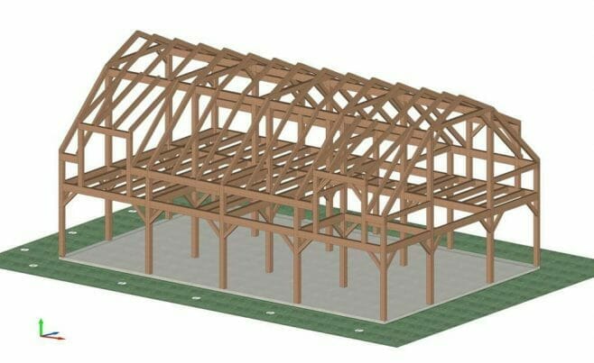 3D Shop Drawing of a Gambrel Frame