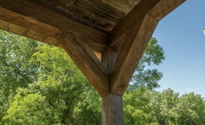 Weathered Timber Walkway at Clay Pit Ponds Visitor Center in Staten Island, NJ