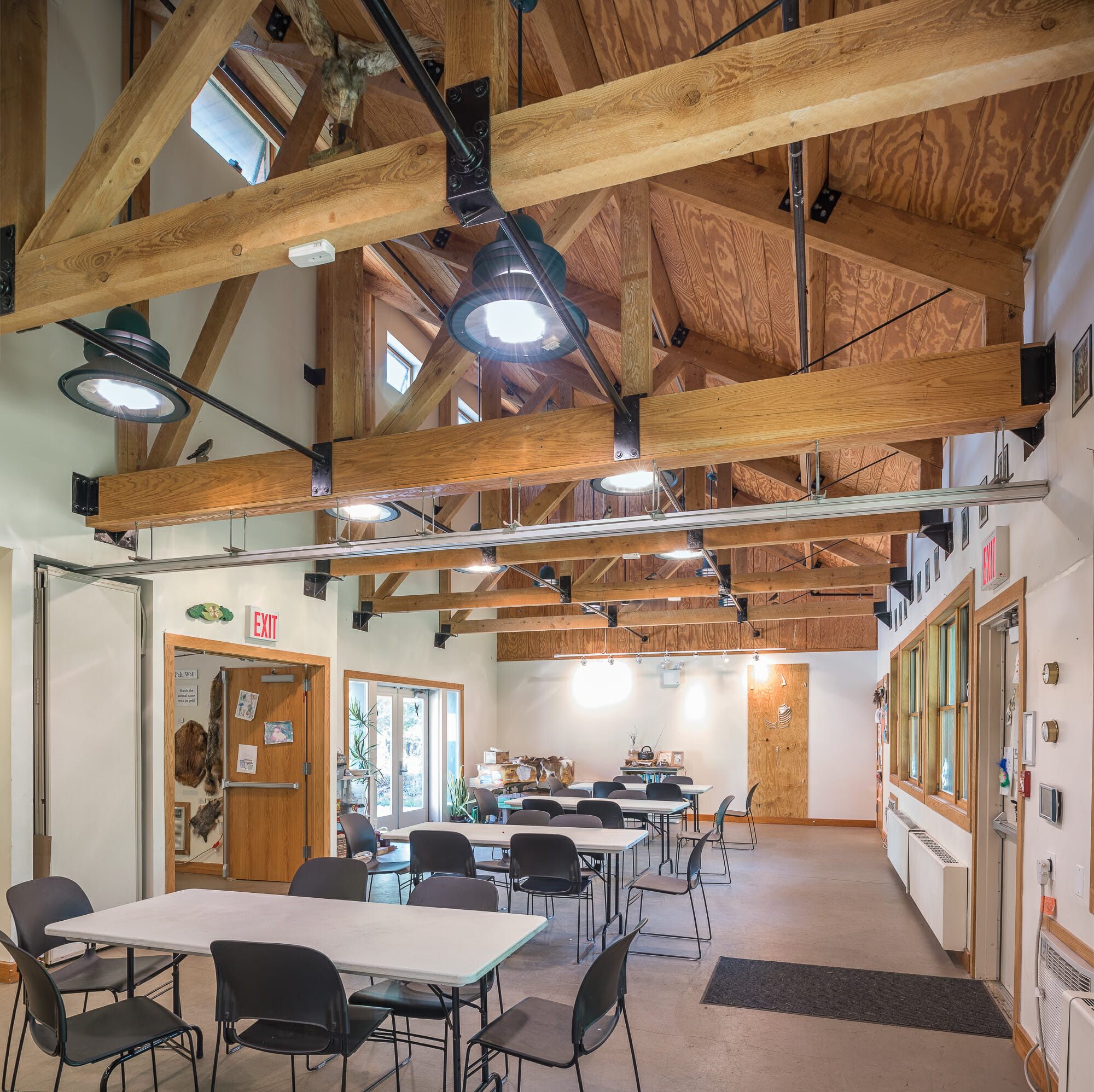 Timber Frame Trusses in the Clay Pit Ponds Vistor Center in Staten Island, NY