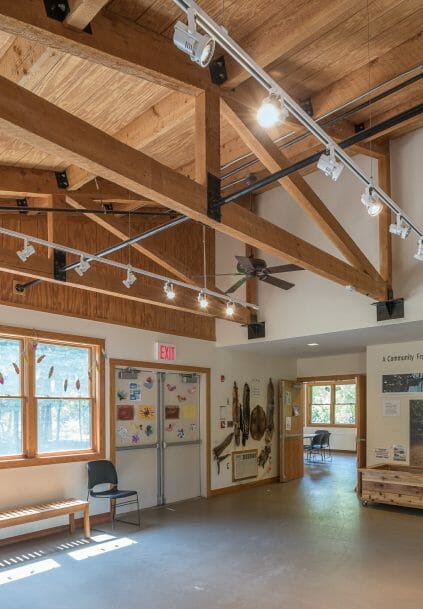 Timber Frame Trusses in the Clay Pit Ponds Vistor Center in Staten Island, NY