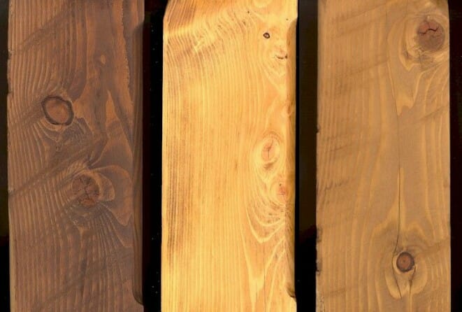 Hemlock Timbers with 3 Different Types of Stain