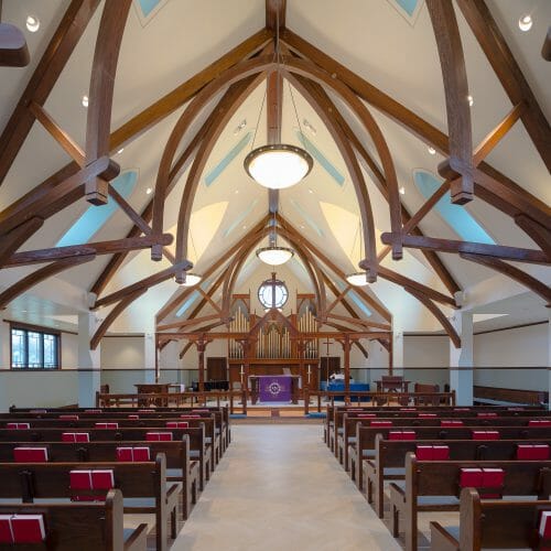 Arched Trusses in Saint Andrews Church in Ridgefield, CT