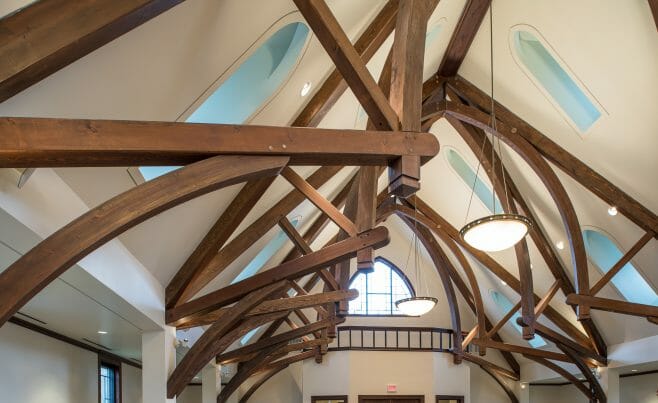 Arched Trusses in Saint Andrews Church in Ridgefield, CT